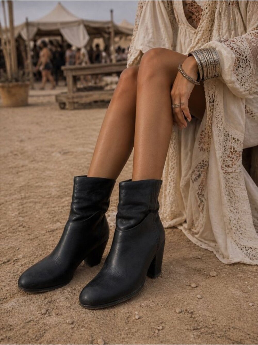 Rag & Bone Leather Ankle Boots Black EU 40 Block Heel Minimalist Chic Western - Picture 2 of 16
